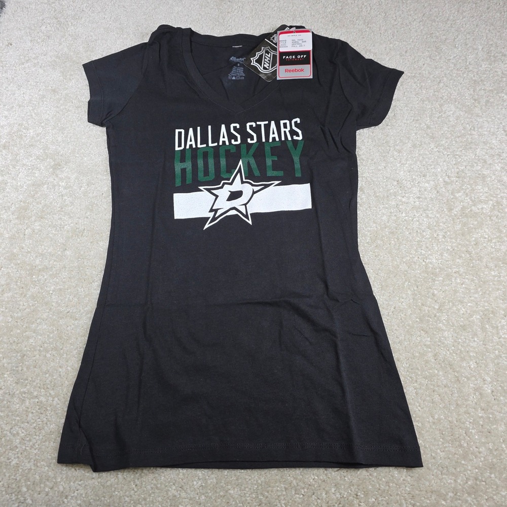 Reebok NHL‎ Dallas Stars Hockey Womens T-Shirt V-Neck Gray Size S New